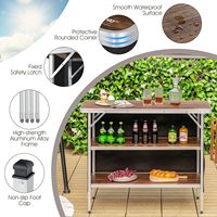 Table de camping pliante, table de bar portable à ouverture rapide avec 2 étagères de rangement, housse en tissu amovible pour pique-nique, fête en plein air