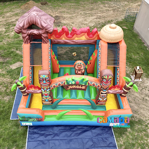 Château gonflable à double toboggan commercial de la jungle et château gonflable multi-joueurs avec deux toboggans - Product Image 2