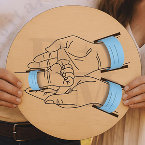 Kustom kayu keluarga potongan tangan bayi pemegang gelang tampilan untuk Glowforge pembibitan dekorasi seni baru lahir kedatangan tanda memori - Product Image 4
