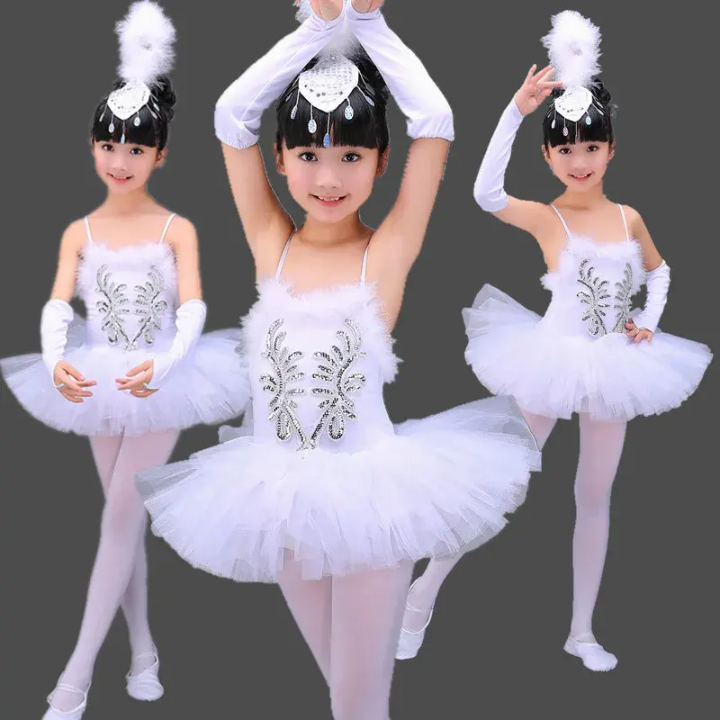 Professional White Girls Swan Lake Ballet Dresses Ballerina Dancing Costumes For Kids Dance Dress Performance Tutu Dancewear