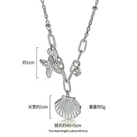 Collier en acier inoxydable simple et élégant avec étoile de mer et coquillage pour femme, inaltérable, design de niche, style haut de gamme, accessoire tendance