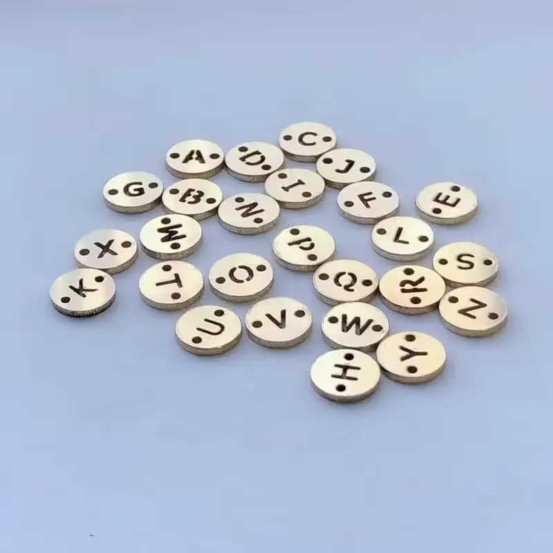 Permanent 14K Gold Filled Connector 925 Sterling Silver Double Hole 26 English Letter Charms for Jewelry Making
