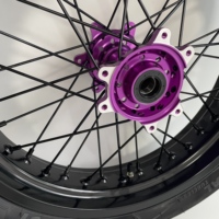 Ensemble de roues Supermoto 17 pouces à 36 rayons avec pneus, moyeu violet, pièces de rechange pour Ultra Bee, options multicolores