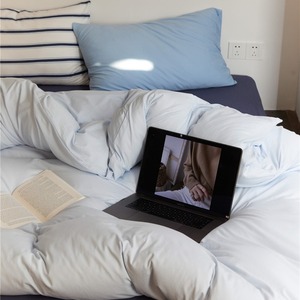 Parure de lit 4 pièces unie en <span class=keywords><strong>jersey</strong></span> de coton 100 %, <span class=keywords><strong>housse</strong></span> de couette, drap plat, drap-<span class=keywords><strong>housse</strong></span>, assortiment pour chambre à coucher - Product Image 1