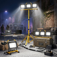 Projecteur de travail LED avec trépied, portable, étanche, pour chantier, construction, extérieur, camping
