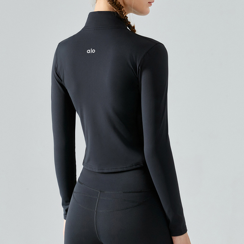 Yoga Slimming Yoga Jacket Stretch Top Tight Stand Collar Zipper Fitness Quick-Drying Breathable Eco-Friendly Sports Long Sleeve