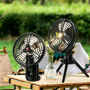 Ventilateur de camping rechargeable 10400 mAh, pliable, avec trépied, oscillant, lumière LED, moteur sans balais, faible bruit, 3 vitesses, lanterne suspendue pour tente - Product Image 1