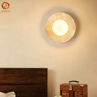 Lampe murale simple en travertin jaune, intensité réglable sur mesure, vente en gros pour couloirs, escaliers, foyer unique texturé, décoration maison et restaurant