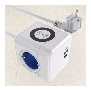 2026 Cube Design Wireless Charger Power Strip 3ways with <b>USB</b> 2A1C CE ROHS EU Standard <b>Extension</b> Cord - Product Image 2