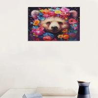 Pour Chenistory DIY Diamant Broderie Kit Plein Ours Rond Animal Portrait Mosaïque Fleurs Artisanat Art Vente Diamant Peinture