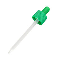 Bouchon compte-gouttes à vis en plastique PP vert côtelé 24/410 avec pipette en plastique et tête en caoutchouc