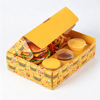 Boîte d'emballage personnalisée pour restauration rapide, boîte à compartiments pour shawarma, doner kebab, wraps, boîte de partage, boîte à sauce piquante, boîte repas à emporter