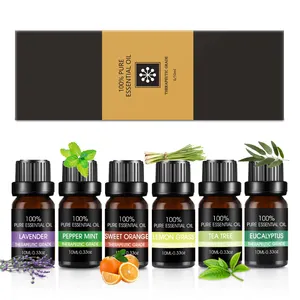 Set Diffuser minyak esensial alami 10ml, Kit pemdiffuser minyak esensial murni dengan Lavender oranye cengkeh Jasmine Sandalwood lebih banyak lagi