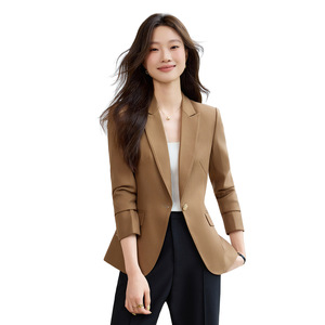 Slim Fit Black Blazer For Women Solid Color Polyester Anti-Wrinkle Casual Suit Spring Autumn 2025 Style - Product Image 5