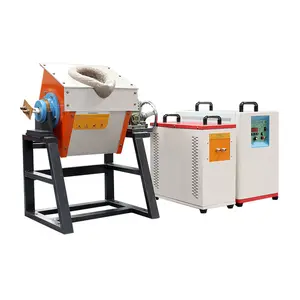 Gold, silver, copper, iron and aluminum smelting equipment dumping medium frequency induction heating smelting furnace