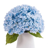Bunga Hydrangea Biru Buatan 21 Inci, Rangkaian Bunga Lateks untuk Dekorasi Rumah dan Pernikahan