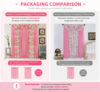 Ensemble de rideaux transparents prêts à être expédiés avec 3 cantonnières et 4 panneaux pour salon et chambre (lot de 2)