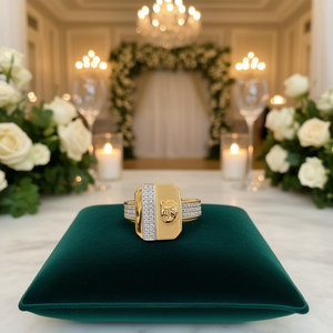 Bague de cocktail en or 18 carats Rp Gold, bijoux de luxe pour hommes, design audacieux et moderne pour les occasions spéciales et les mariages - Product Image 2