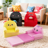 Sofa Bed Lipat 2 in 1 Grosir Custom untuk Anak, Kursi Santai Anak Motif Hewan Kartun, Kursi Lipat Anak Balita, Hadiah