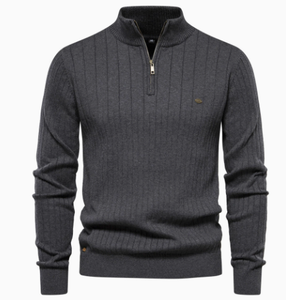 Men's Ribbed Half Zip Sweater <b>Pullover</b> Knitted <b>Jumper</b> Casual Winter Top - Product Image 6