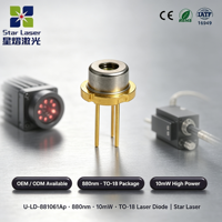 Diode laser NIR UOC 880 nm 10 mW, semi-conducteur infrarouge, boîtier TO-18, montage traversant pour systèmes optiques compacts et applications de détection