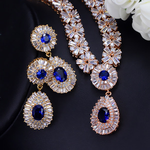 European American Fashion Suit Schmuck AAA Zirkon Halskette und Ohrringe Zweiteiliges Set für Hochzeiten Direkter Fabrik verkauf