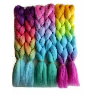 Giá rẻ 16 "ngắn <span class=keywords><strong>Bob</strong></span> Crochet Bím Tóc Yaki thẳng Jumbo bện phần mở rộng tóc cho cầu vồng màu nhuộm tổng hợp - Product Image 4