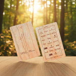 Cartes-clés d'hôtel en bois de bambou étanches, <span class=keywords><strong>anti</strong></span>-pliage, avec gravure laser et impression RFID, <span class=keywords><strong>puce</strong></span> ultralégère 13,56 MHz 1K pour chambres d'hôtel - Product Image 1