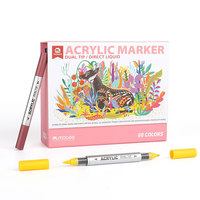 Stylos à peinture liquide multicolores Mobee P-9101/60, double embout, pointe pinceau, marqueurs acryliques pour peinture et projets artistiques