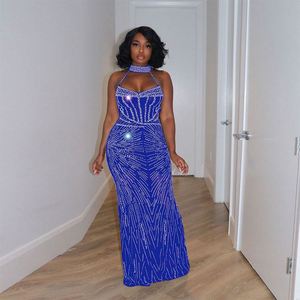 Tendenze della moda per ragazze sexy senza schienale con strass elegante abito da sera per festa a cena - Product Image 1