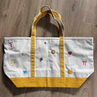 Tas Tote Kanvas Bordir Grosir, Tas Belanja Monogram Custom, Tas Pantai Personalisasi, Kanvas dengan Logo Bordir