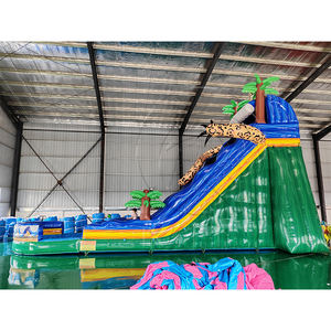 Prix d'usine, toboggans aquatiques gonflables géants en PVC coloré, <span class=keywords><strong>jungle</strong></span> léopard, avec piscine à éclaboussures pour la cour - Product Image 4