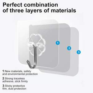 ตะขอแขวนผนังใสแบบไม่ต้องเจาะ ติดแน่น ไม่ทิ้งรอย ขายส่งยอดนิยม ใช้ได้กับเสื้อโค้ท ห้องครัว ห้องน้ำ หรือประตู - Product Image 4