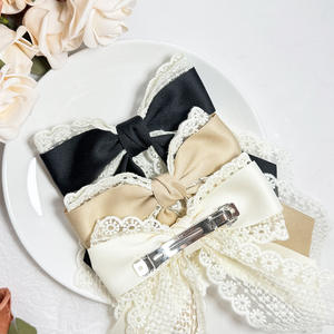 กิ๊บติดผมผ้าแฟชั่นโบว์คู่ ประดับ<span class=keywords><strong>ผม</strong></span>เด็ก<span class=keywords><strong>ผู้หญิง</strong></span> โบว์<span class=keywords><strong>ยาว</strong></span>พร้อมริบบิ้น อุปกรณ์เสริมกิ๊บติดผม โบว์ลูกไม้สุดหรู - Product Image 2