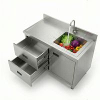 Armoire de préparation alimentaire de comptoir en acier poli homologuée CE, robuste, capacité de charge de 800 kg, double porte, trois tiroirs, pour pub, bar, club