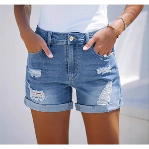 Pantaloncini in Denim consumati da <span class=keywords><strong>donna</strong></span> 2025 estate alla moda stile europeo americano per <span class=keywords><strong>pantaloni</strong></span> a tre quarti Casual Cross-Border Amazon - Product Image 6