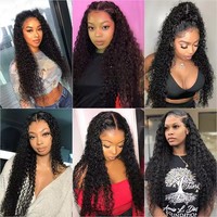 Wig Rambut Manusia Virgin Brazil Grosir, Wig Frontal HD Lace Natural Water Wave, Vendor Wig Full Lace Front 13x4 13X6