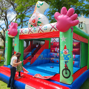 บ้านลมเป่าลมสำหรับเด็กแบบขายส่งสำหรับงานปาร์ตี้กลางแจ้ง รูปแบบตัวตลก พร้อมสไลเดอร์ - Product Image 4