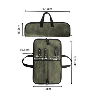 Bolsa de Almacenamiento Portátil para Cuchillos de Chef, de Lona, Color Verde Militar Caqui, con Cierre, para Acampar al Aire Libre - Product Image 3