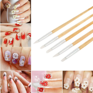 Stylo de sculpture et d'embossage en silicone pour nail art, avec embout plissé et petite tête de colle, outil de brosse pour la création de motifs 3D en gel - Product Image 5