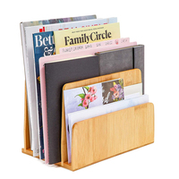 Organizador de escritorio de madera de bambú de gran capacidad Hostk, soporte de almacenamiento pulido para suministros de oficina, estante de archivos, caja de papel para uso doméstico