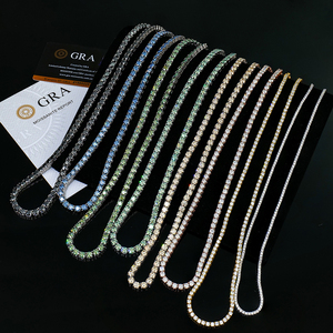 Vente en gros coloré hip hop bijoux bijoux argent S925 glace gra vvs mossanite moissanite diamant Tennis Colliers Chaîne pour hommes - Product Image 1