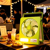 Ventilateur solaire portable avec panneau solaire, ventilateur rechargeable avec lumière LED - rechargeable par USB, pliable pour le camping en plein air