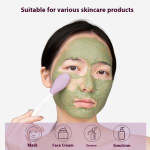 Gemeng Brosse de nettoyage du visage en silicone à double tête Applicateur de film de boue de beauté avec poignée transfrontalière pour le massage du visage - Product Image 2