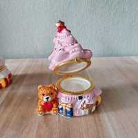 Boîte à bibelots en céramique en forme de sapin de Noël avec support de bougie et motif ours en peluche, conteneur de bougie parfumée festive, décoration d'intérieur, vente en gros
