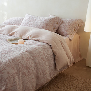 A Class 60s Pure Cotton Yarn Dyed Jacquard <b>Bedding</b> <b>Set</b> Solid Color Floral Pattern Four Seasons Breathable Soft Skin Friendly - Product Image 1