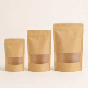 Bolsa Doypack Kraft con Ventana y Cierre Zip, 18x26+4cm (7*11*1.6in), para Café, Frutos Secos y Snacks, Venta al por Mayor en EE. UU., Muestra Gratuita - Product Image 3