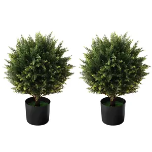 21 Inch Green Artificial Cedar Boxwood Topiary Ball Tree Plant Indoor Outdoor Decoration