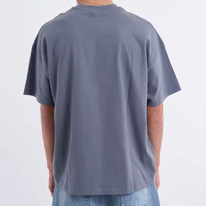 Camiseta Negra Casual de Hombro Caído al por Mayor, Estilo Urbano, Personalizada, Lisa, Oversize, Unisex, de Algodón de Alto Gramaje, Camiseta Básica - Product Image 5