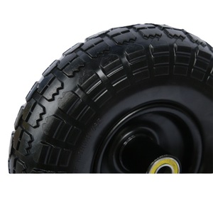 Cheng Jin Vehicles 4.10/3.50-4 PU Foam Caster Wheel Solid High Load Bearing Black 90kg Capacity - Product Image 4